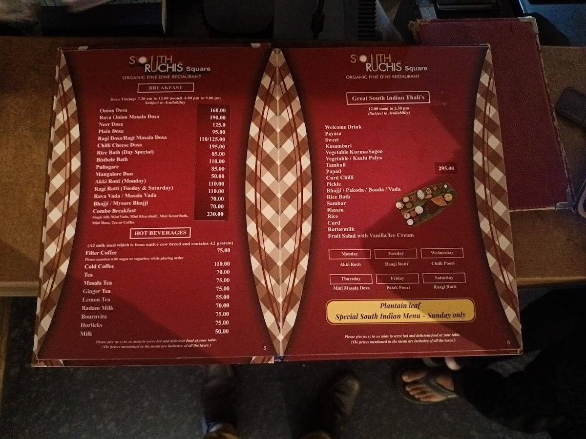 South Ruchis Square,Organic Fine Dine Restaurant menu
