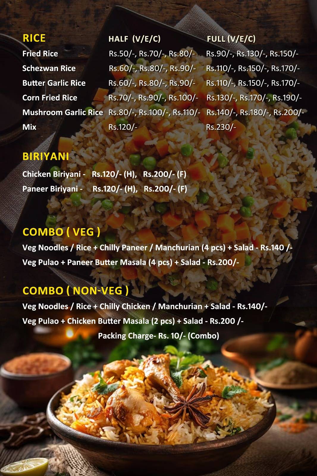 Spice Street menu