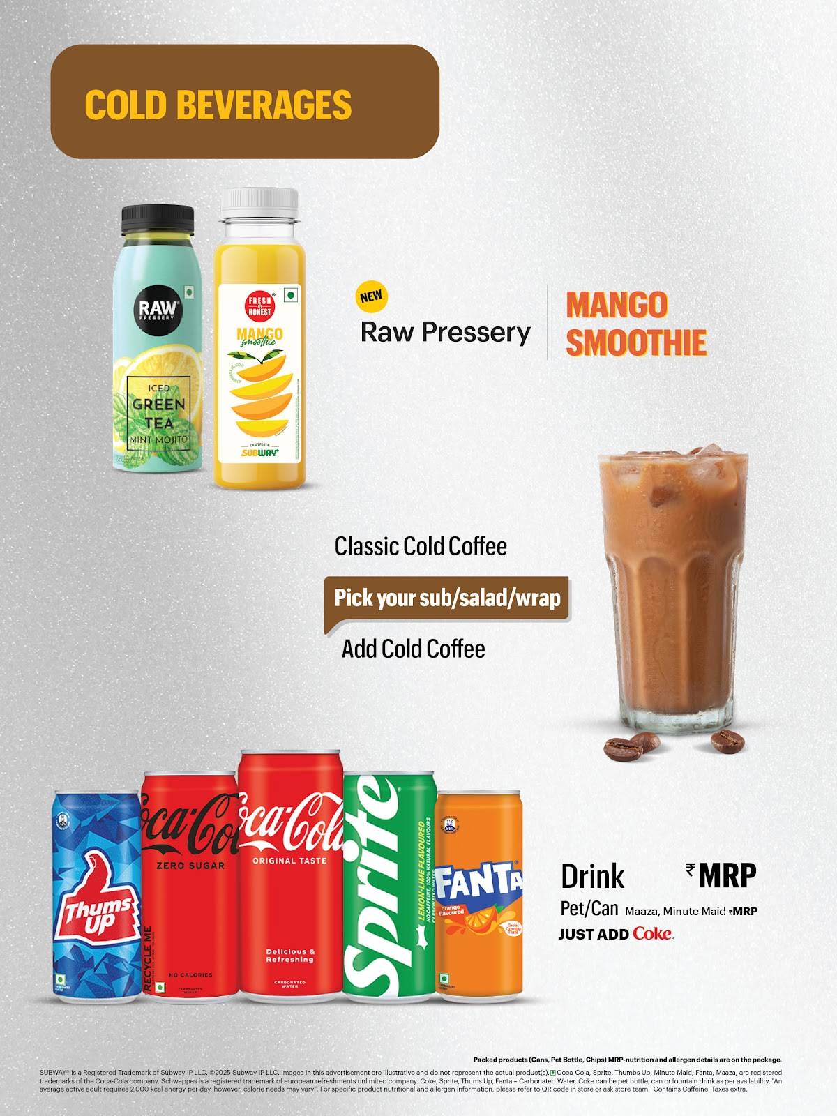 Subway Raja Park menu