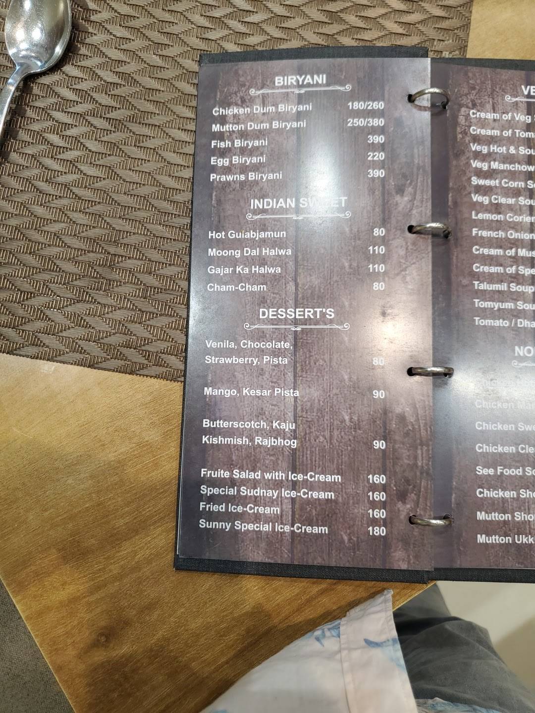 Sunny Restaurant menu