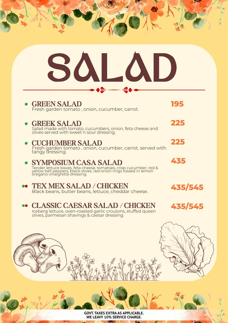 Symposium World Cuisine menu