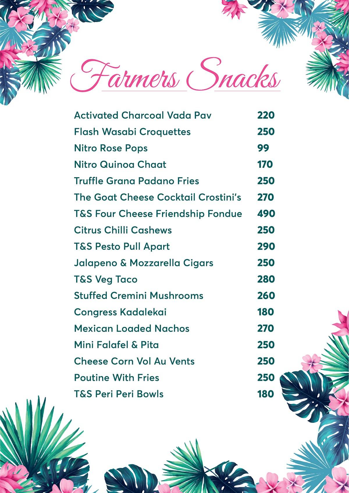 Tales & Spirits Bistro menu