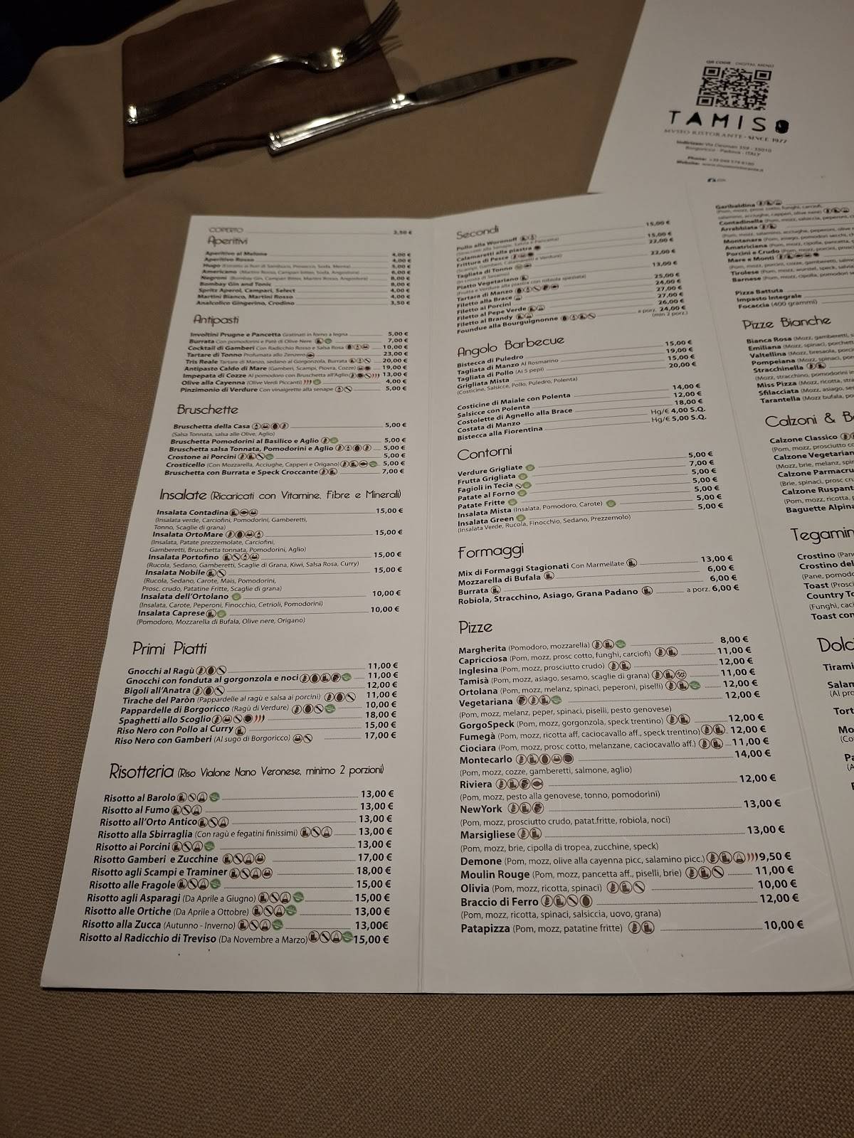 Menu di Tamiso Ristorante 
