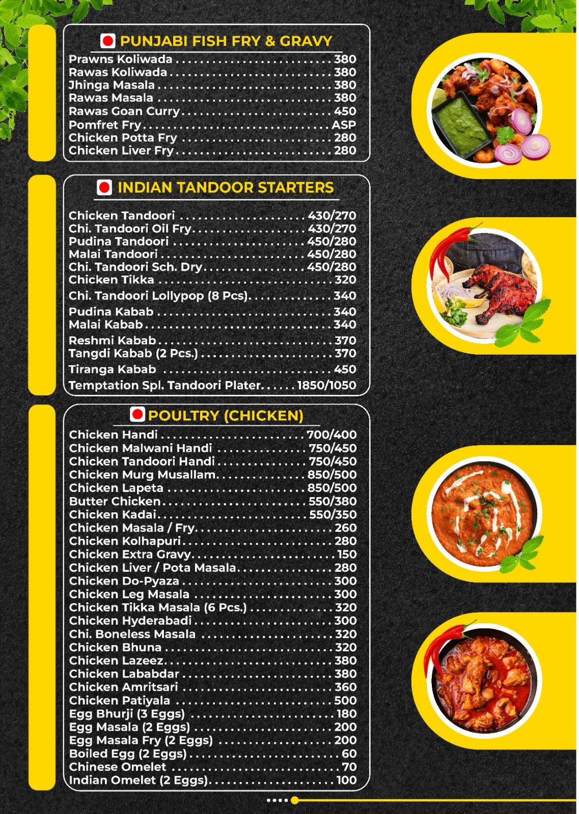 Temptation Veg & Non Veg Family Restaurant menu