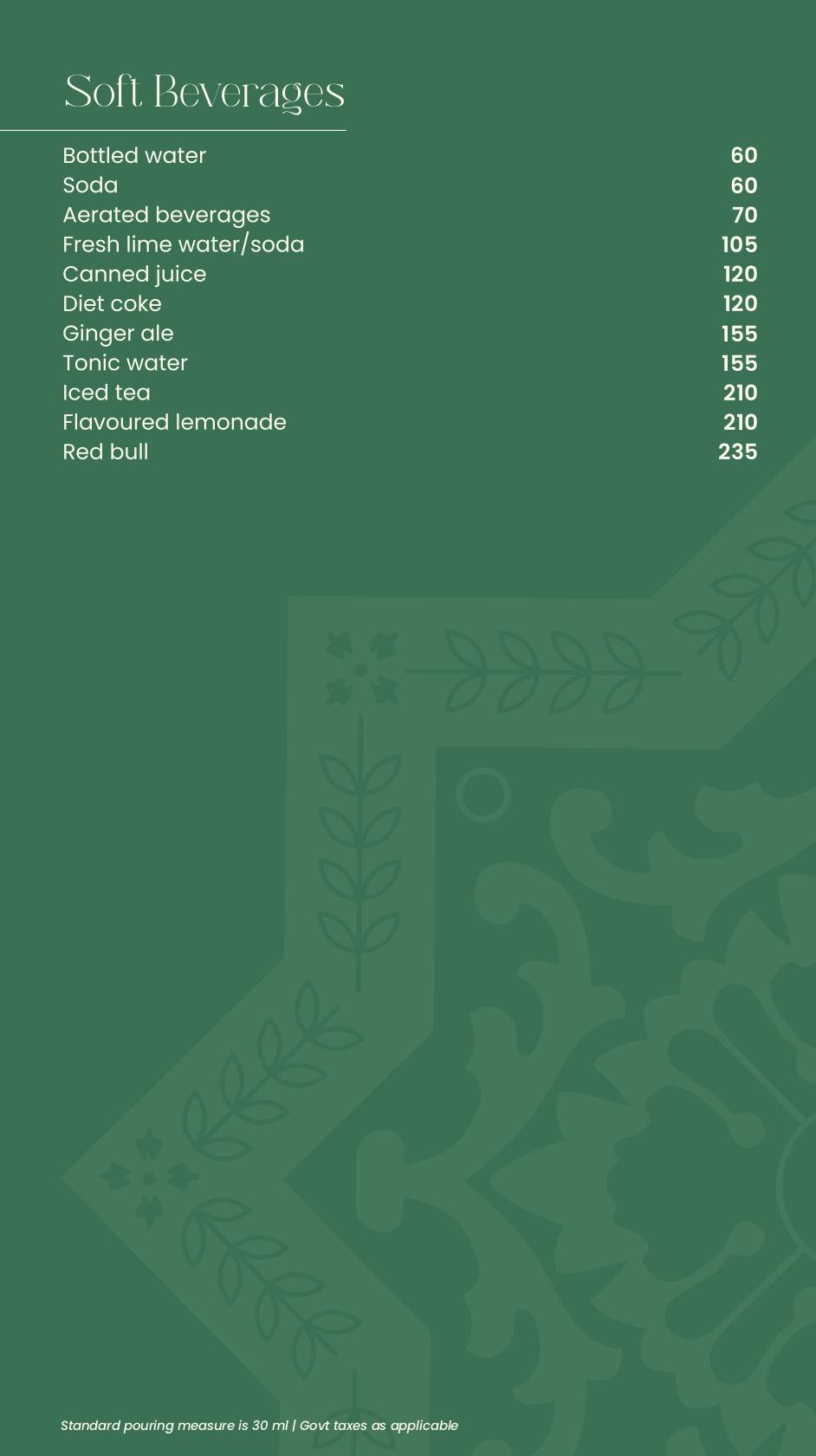 Terrace Bar & Kitchen menu