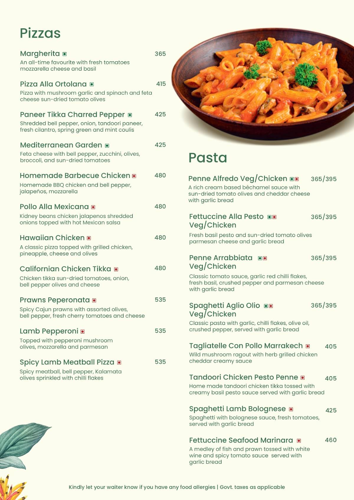 Terrace Bar & Kitchen menu