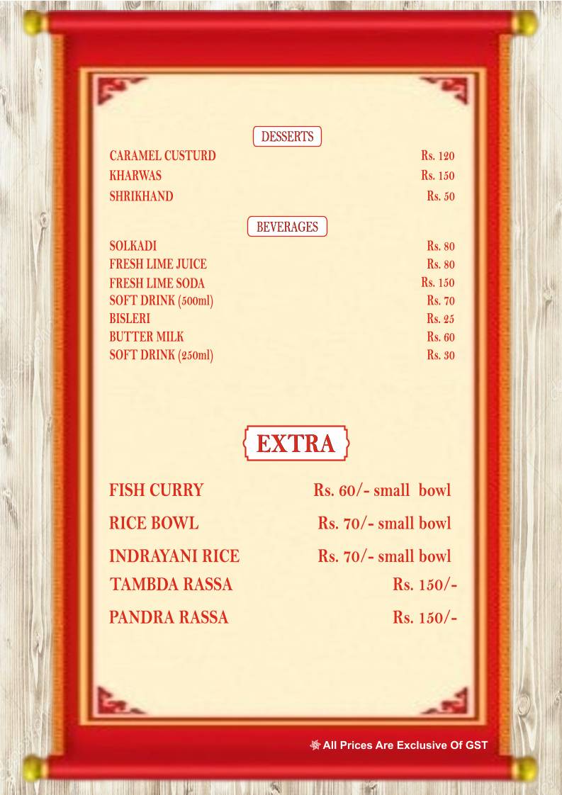 Thaska menu