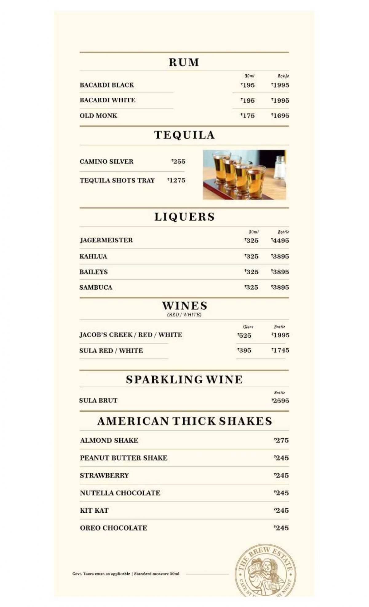 The Brew Estate Pathankot menu