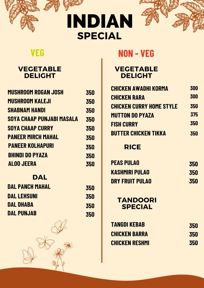 The Cabana 2.0 menu
