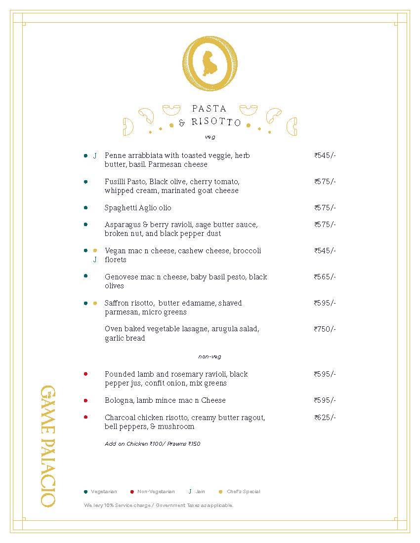 The Game Palacio menu