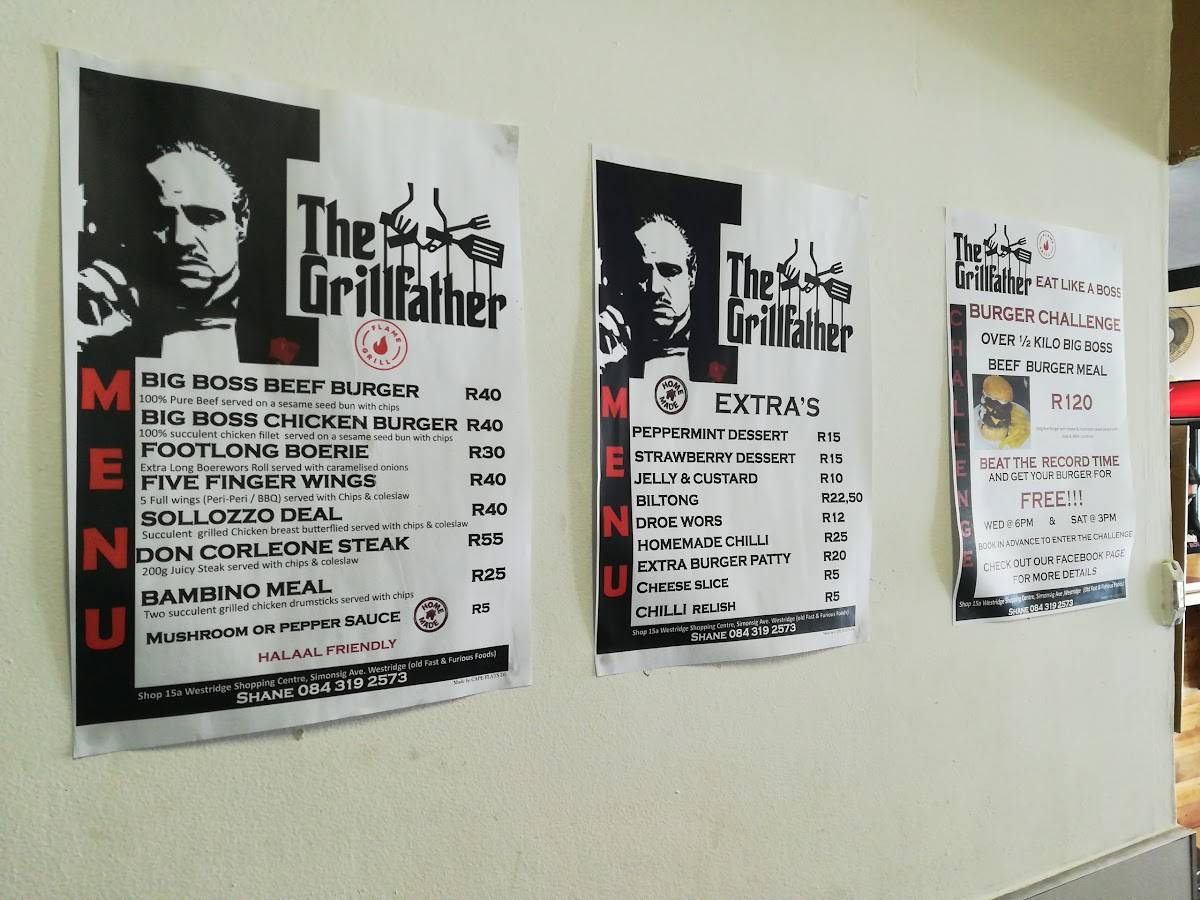 Menu at The Grillfather Mitchells Plain restaurant, Cape Town