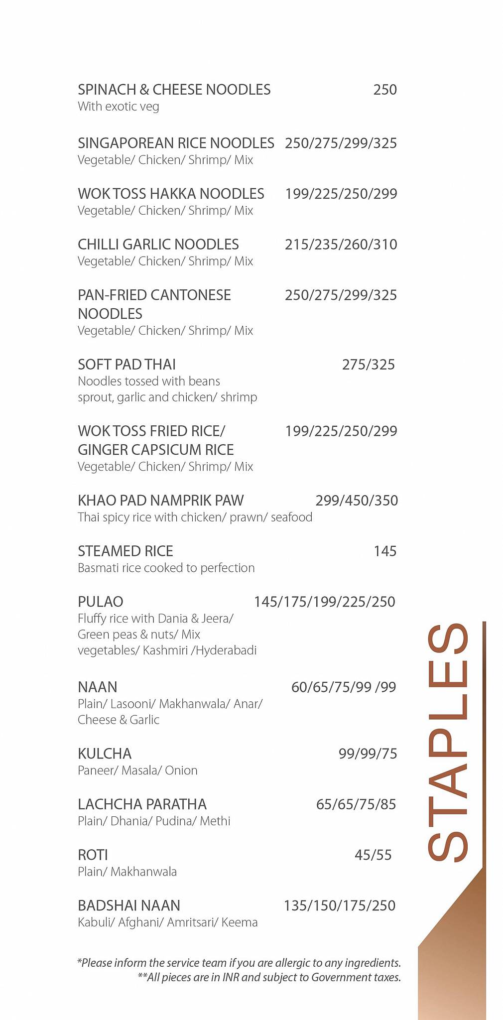 The Kitchen menu