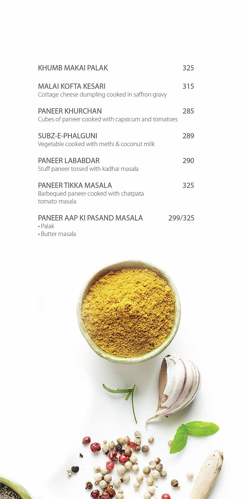 The Kitchen menu