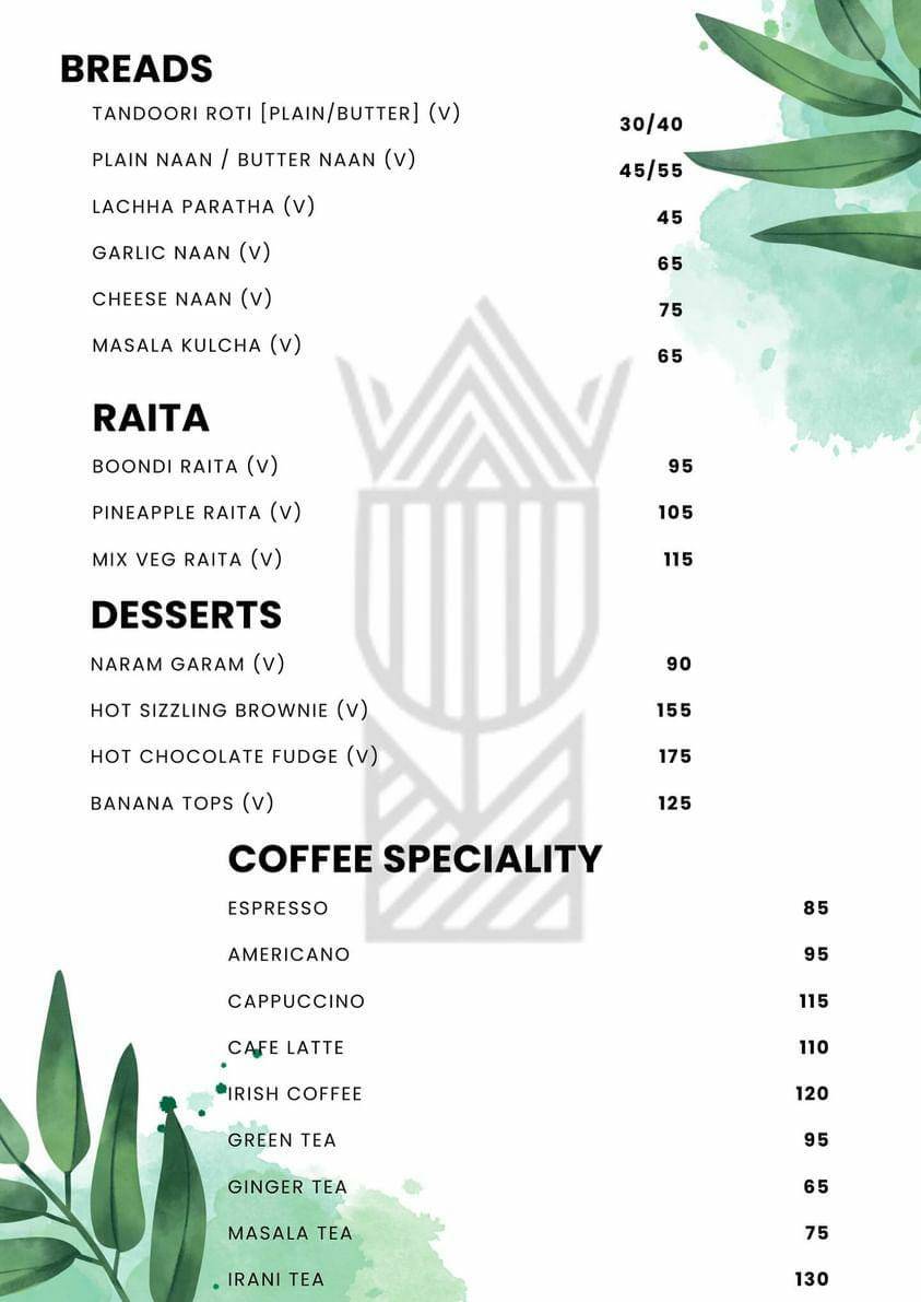 The Rums Cafe menu
