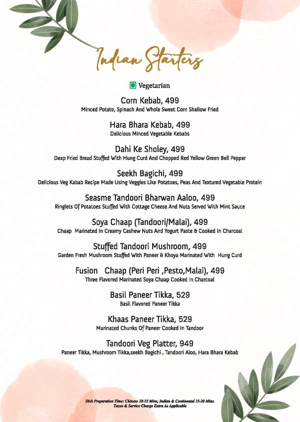 The Salt Cafe menu