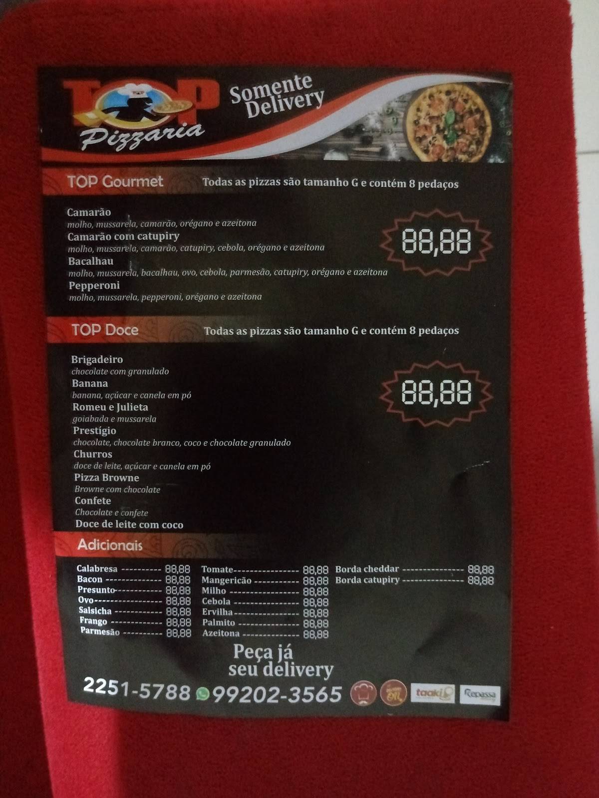 Top Lanches & Pizzaria Três Rios cardápio