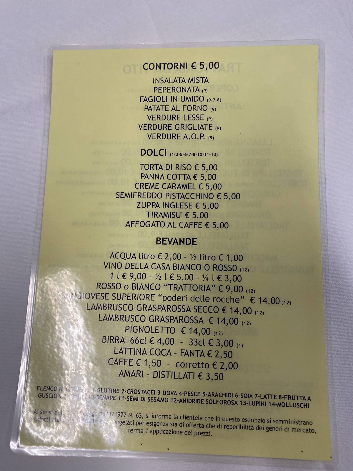Menu di Trattoria Da Vito 