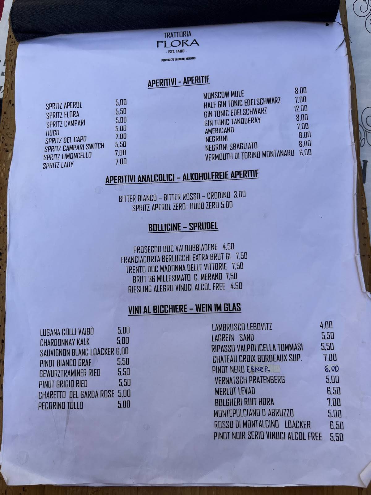 Menu di Trattoria Flora 