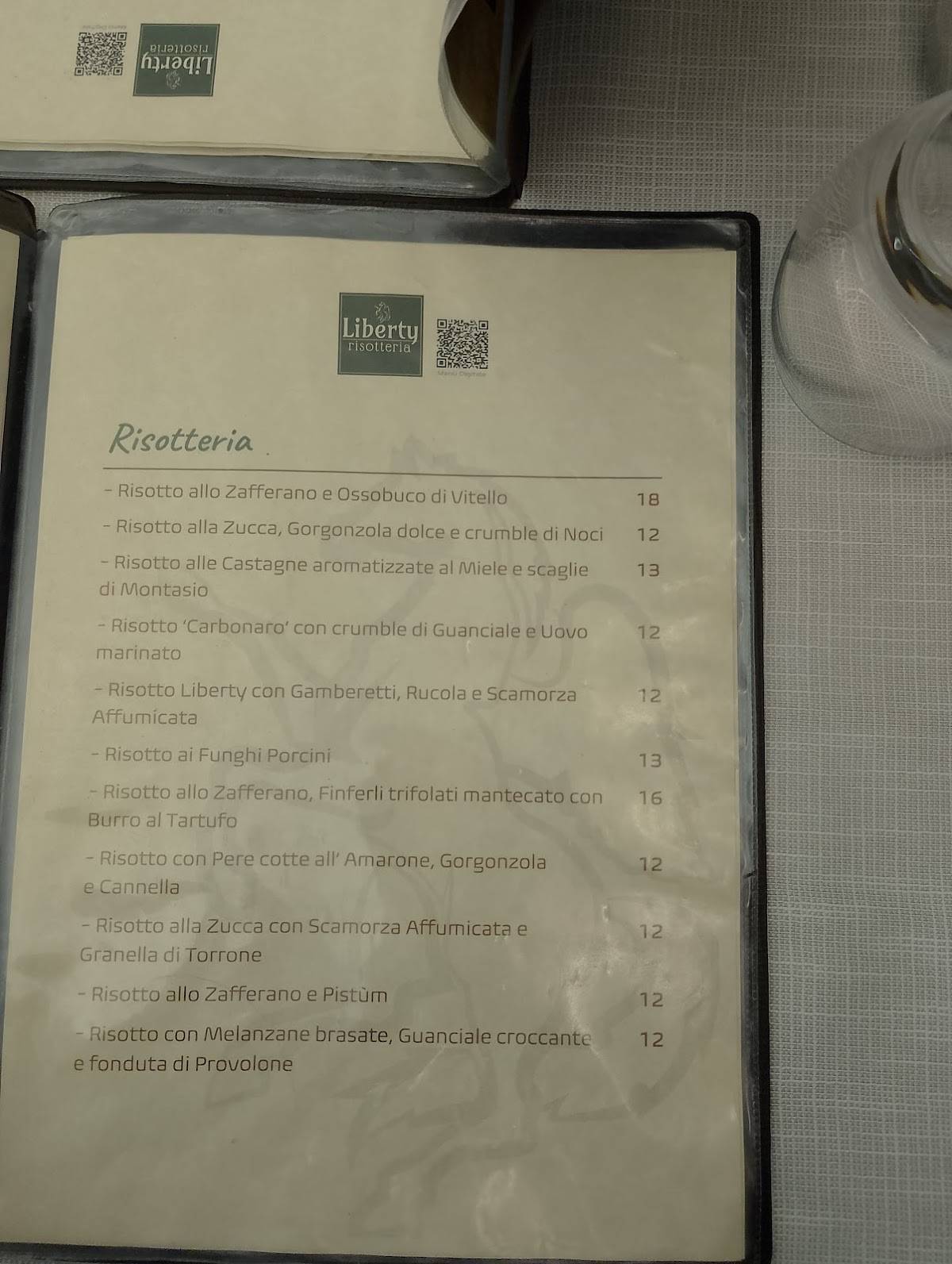 Menu de Trattoria Liberty