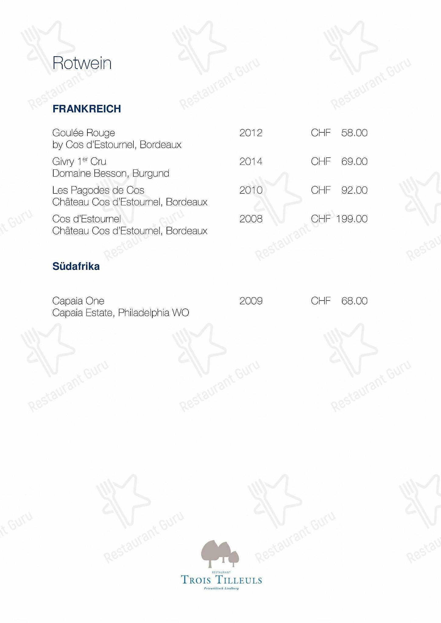 Trois Tilleuls in Winterthur - Menu