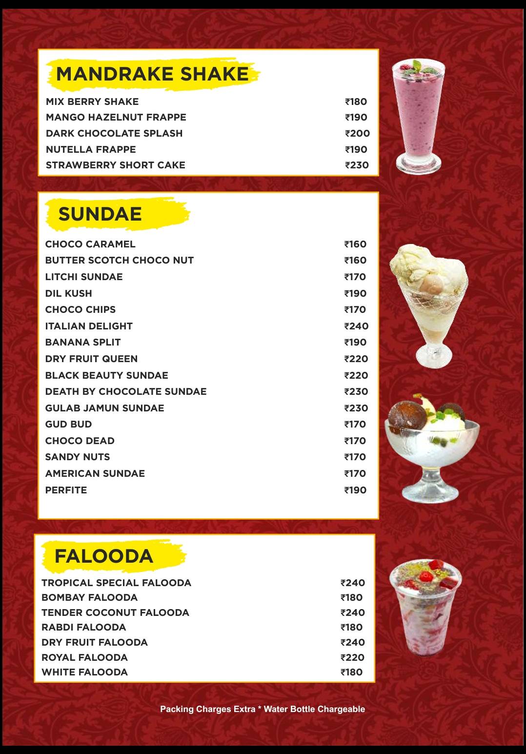 Tropical Cafe & Creamery menu