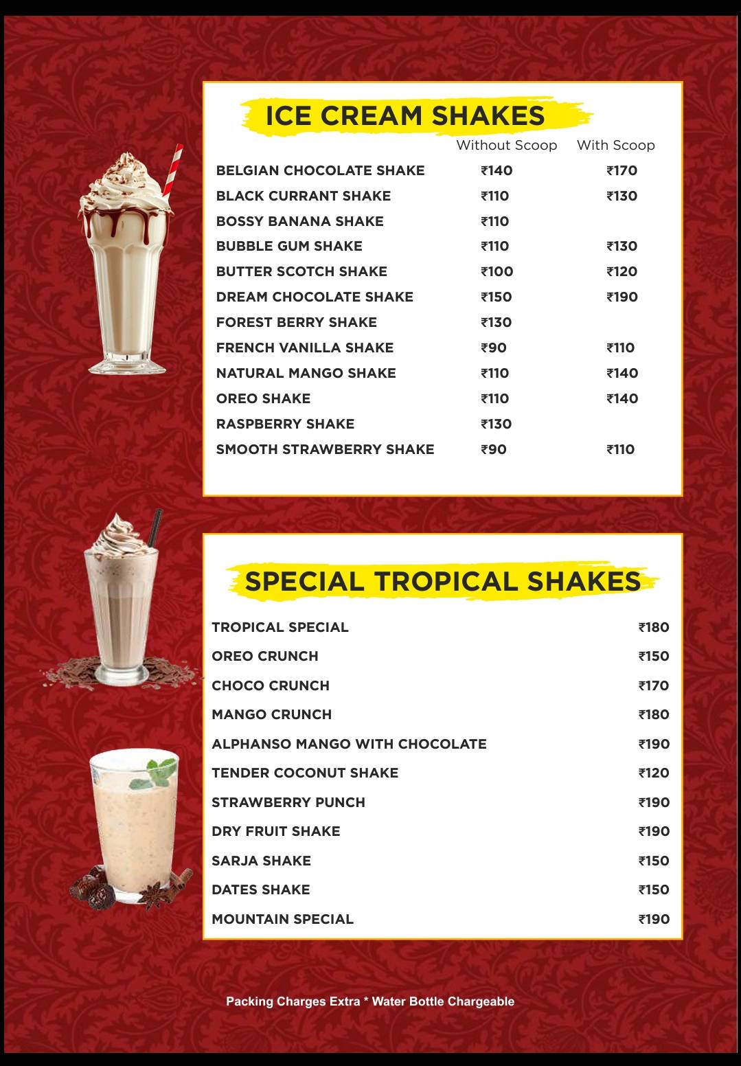 Tropical Cafe & Creamery menu