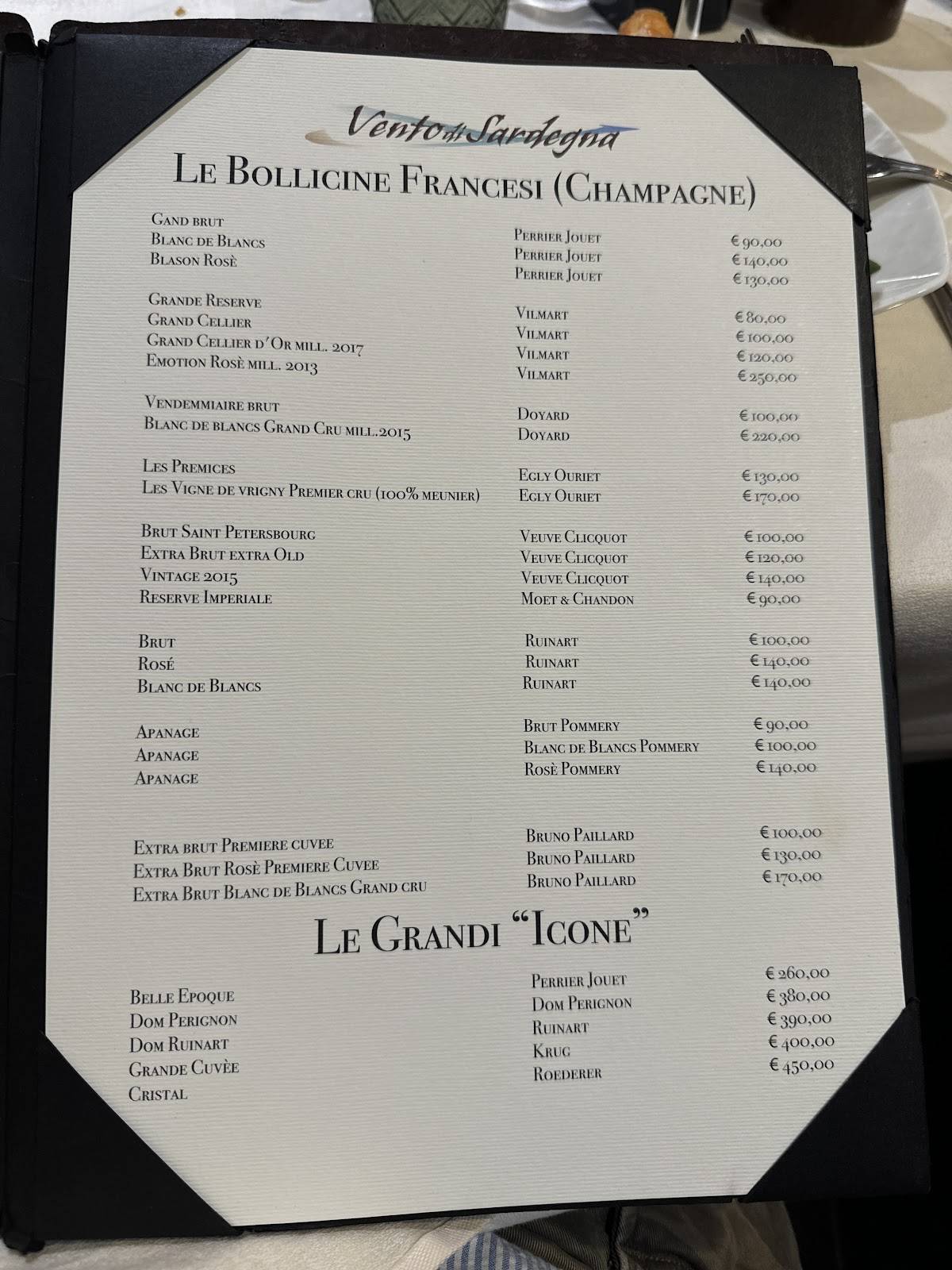 Menu di Vento di Sardegna 