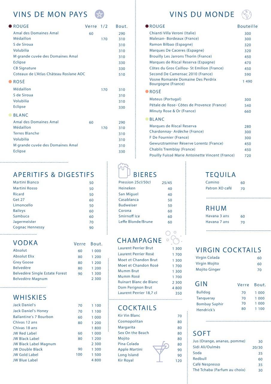 Menu de Carbon Restaurant Lounge