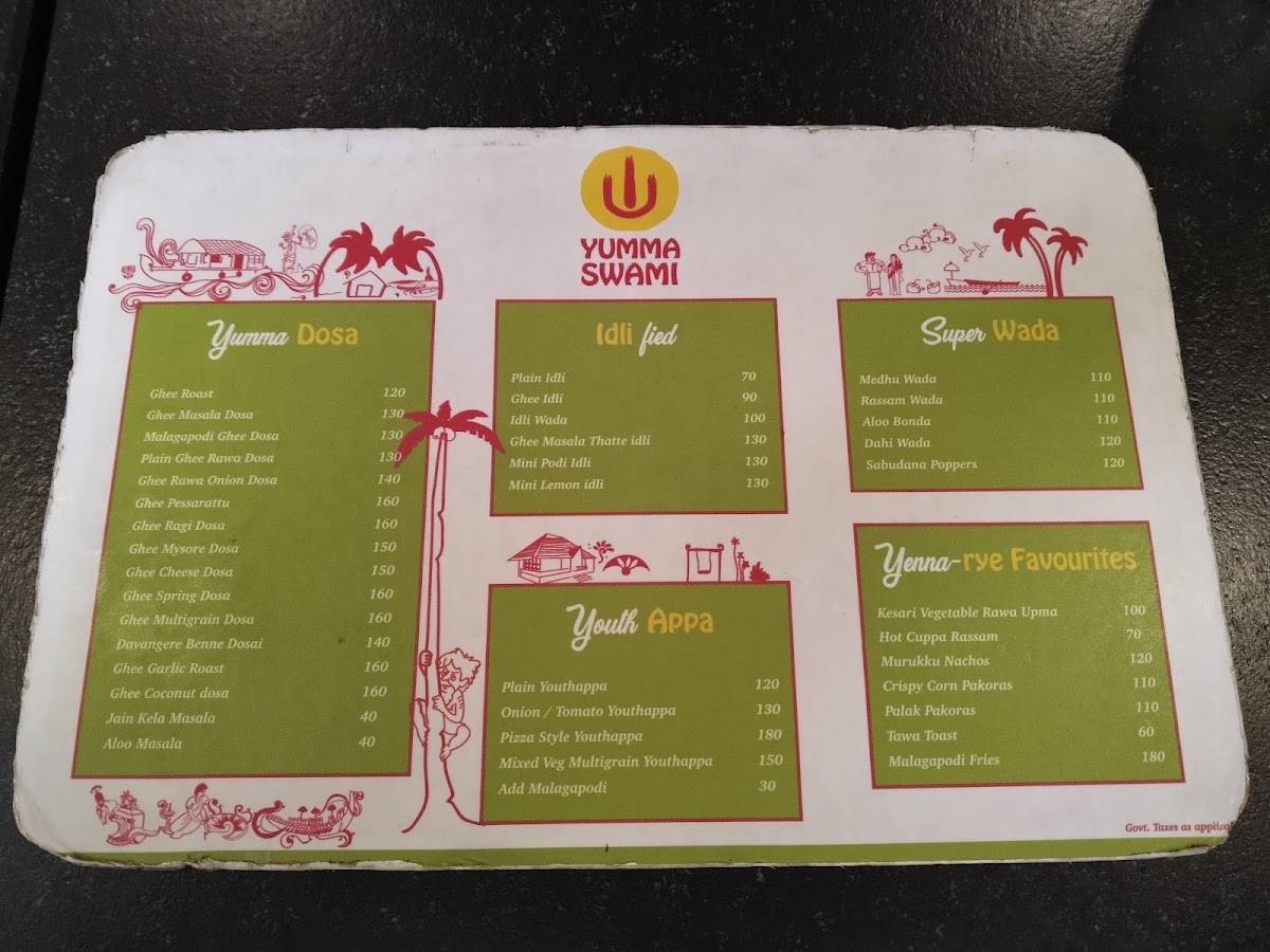 Yumma Swami menu