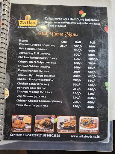 Zaika Foods menu
