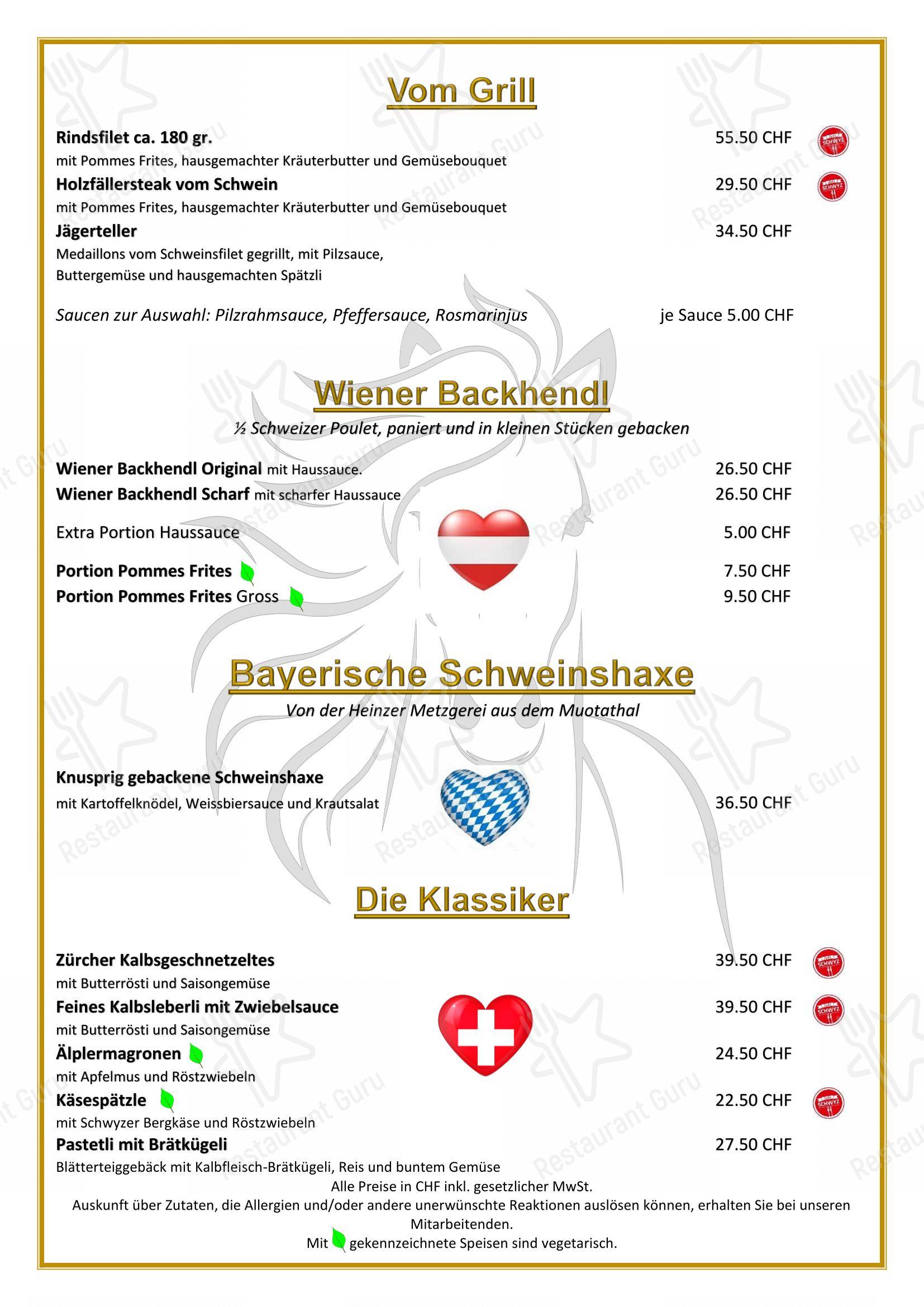 Menu bar per Restaurant & Hotel Weisses Rössli ristorante