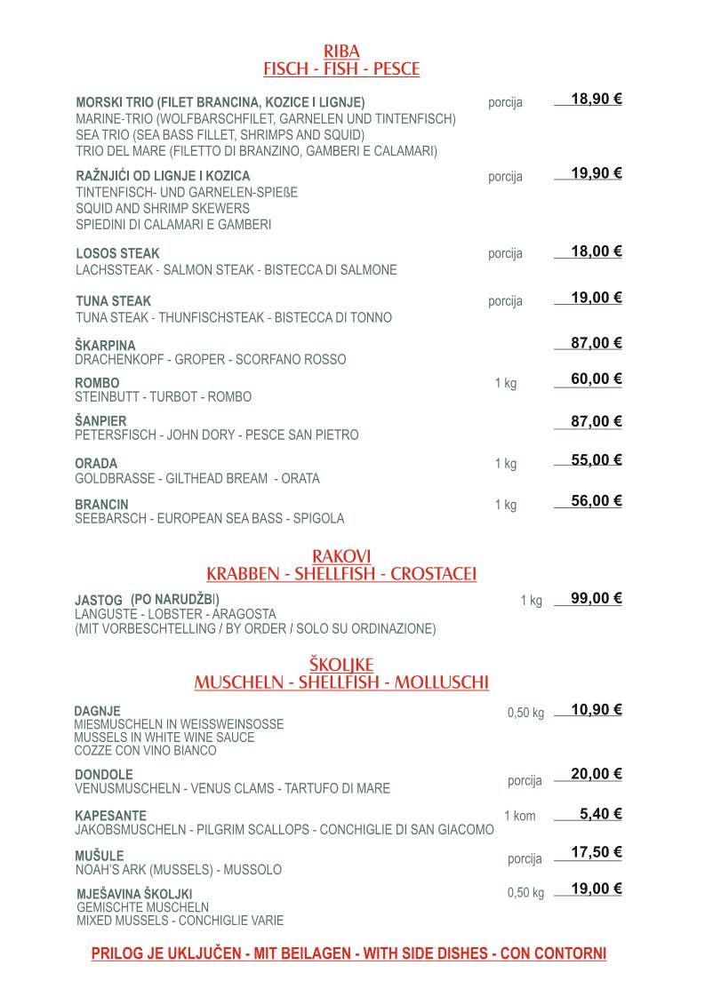 Menu di Restaurant da Giovanni MEDULIN 