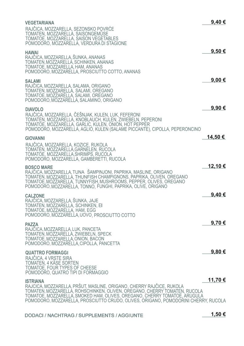 Menu di Restaurant da Giovanni MEDULIN 