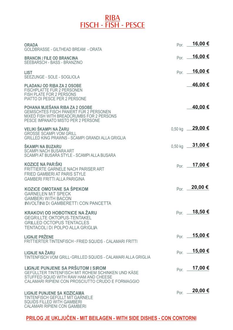 Menu di Restaurant da Giovanni MEDULIN 