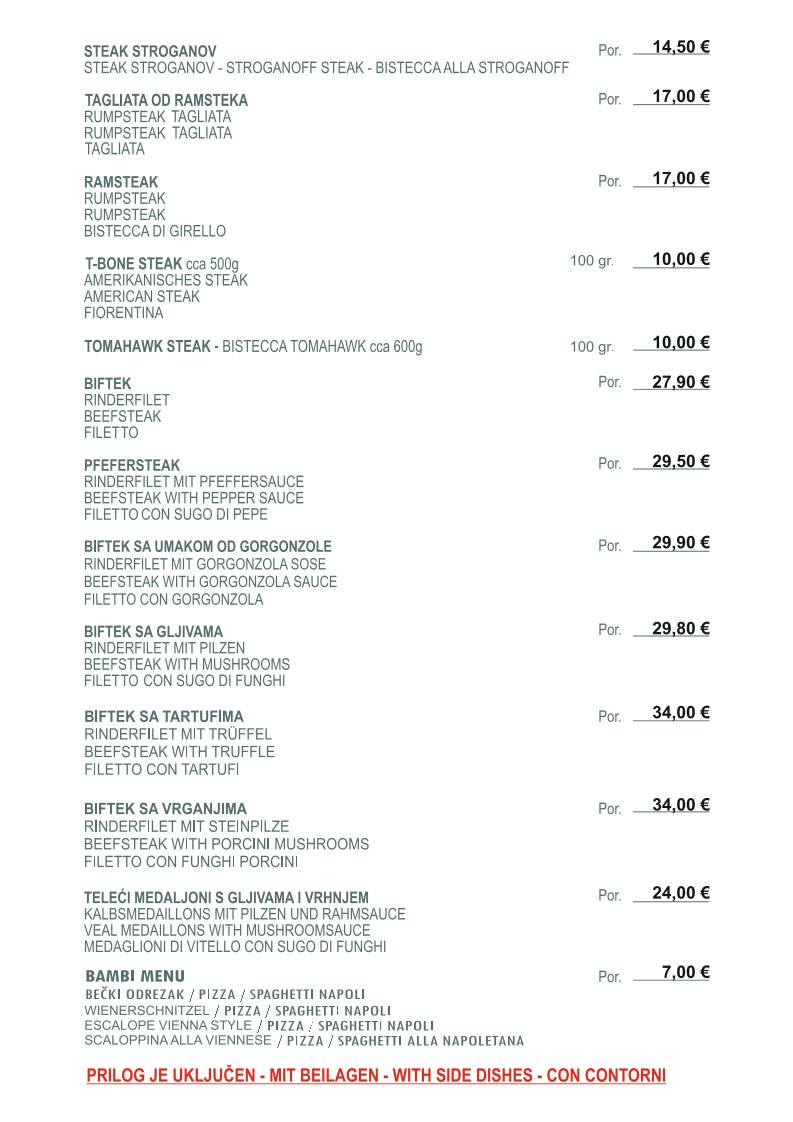 Menu di Restaurant da Giovanni MEDULIN 