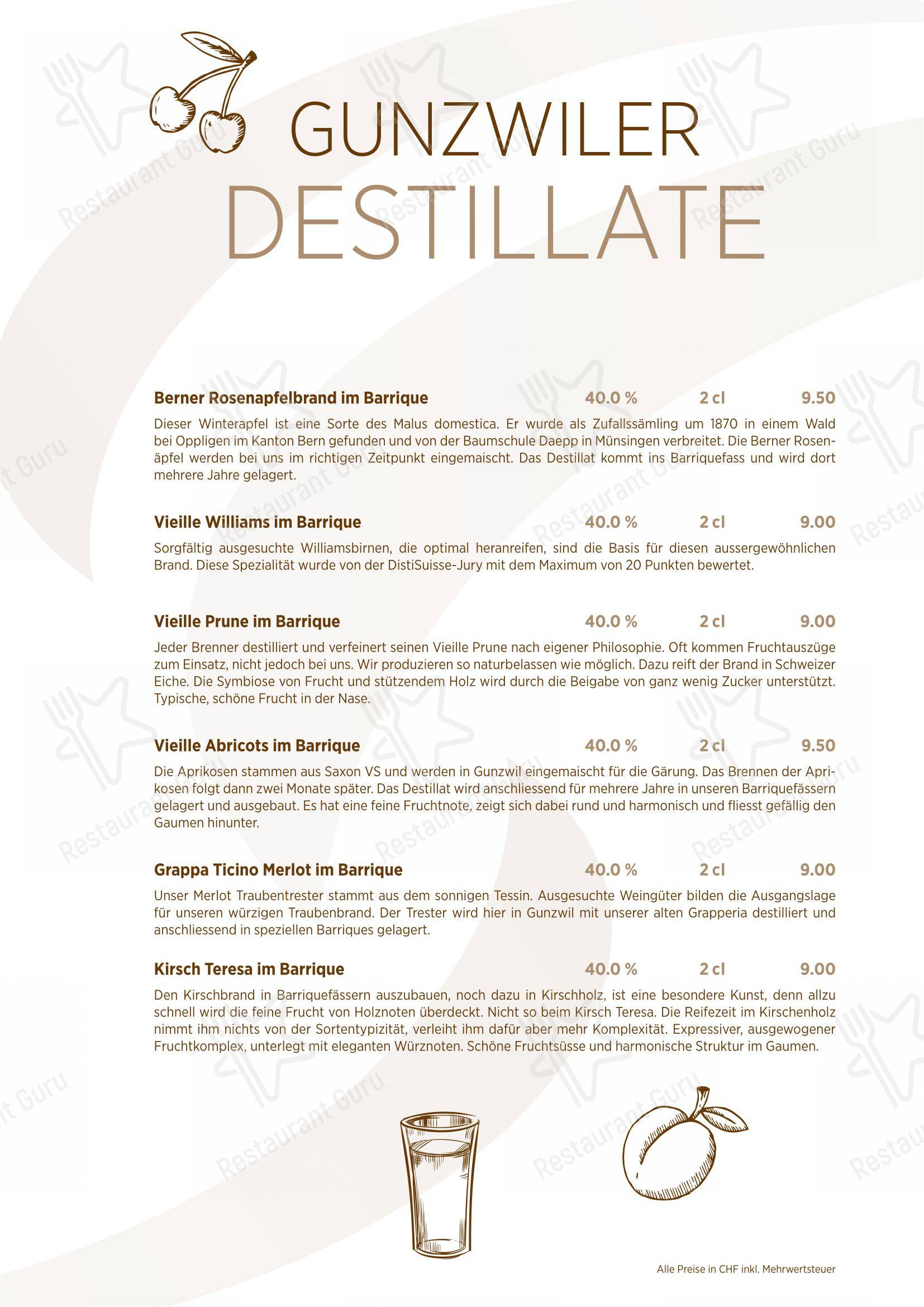 Restaurant zum CHOCHTOPF in Wilderswil - 菜单