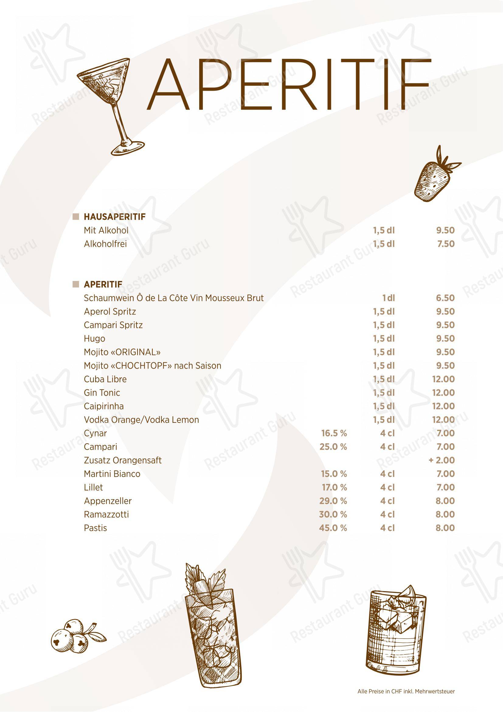 Menu di Restaurant zum CHOCHTOPF - 菜单