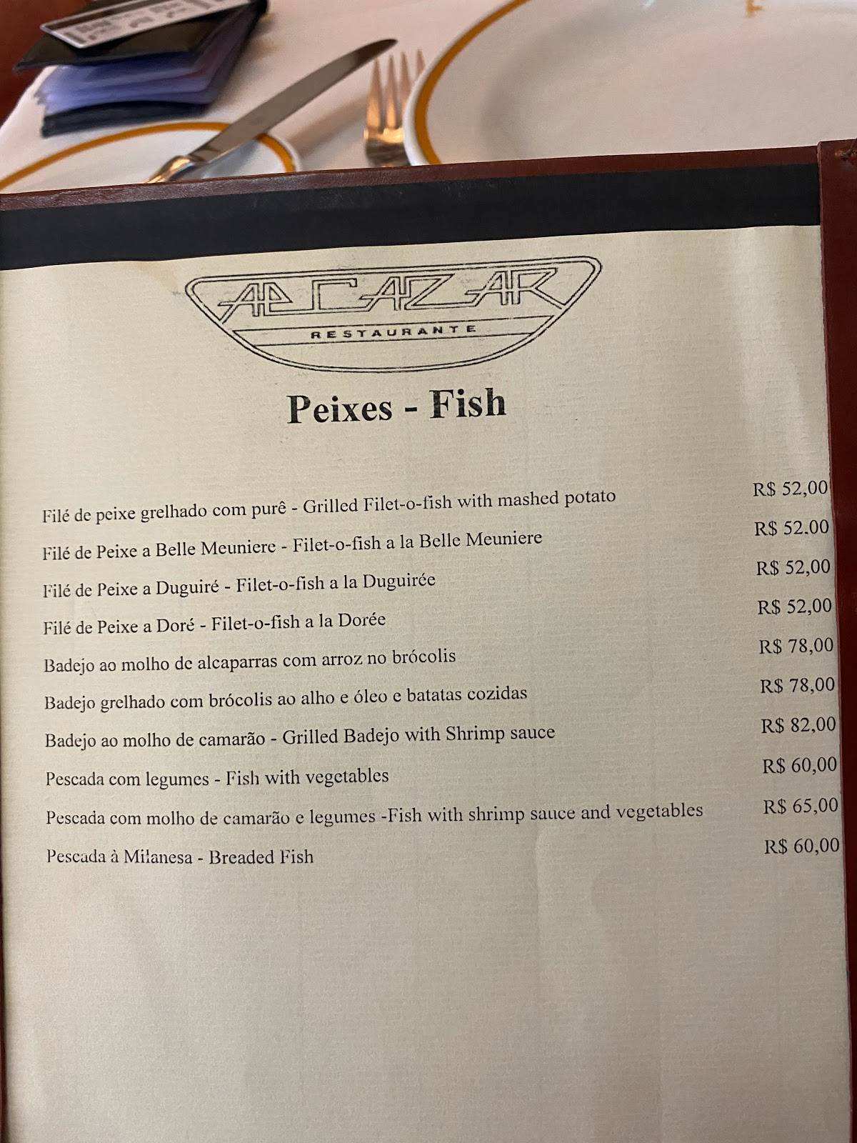 Restaurante Alcazar cardápio