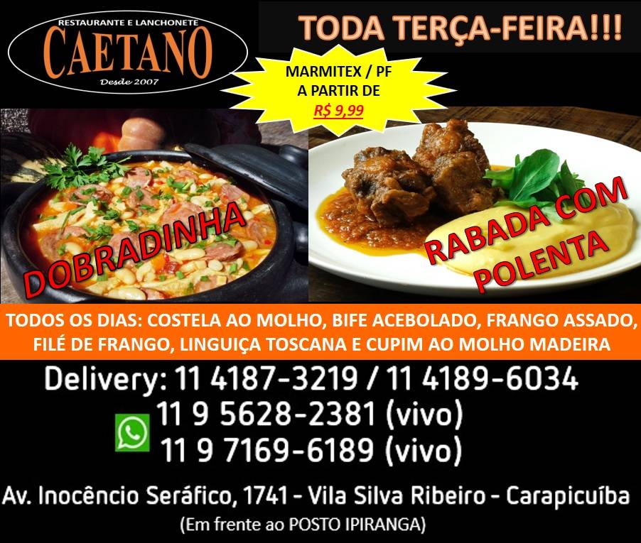 Restaurante Caetano cardápio