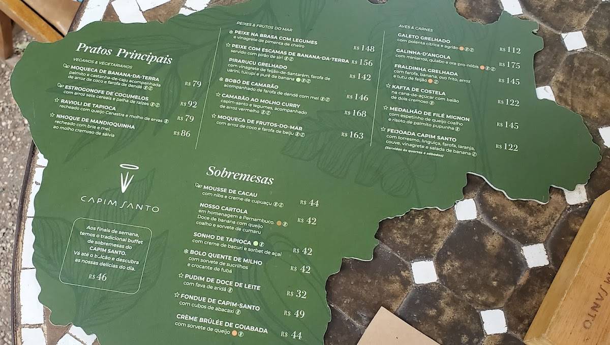 Restaurante Capim Santo São Paulo cardápio
