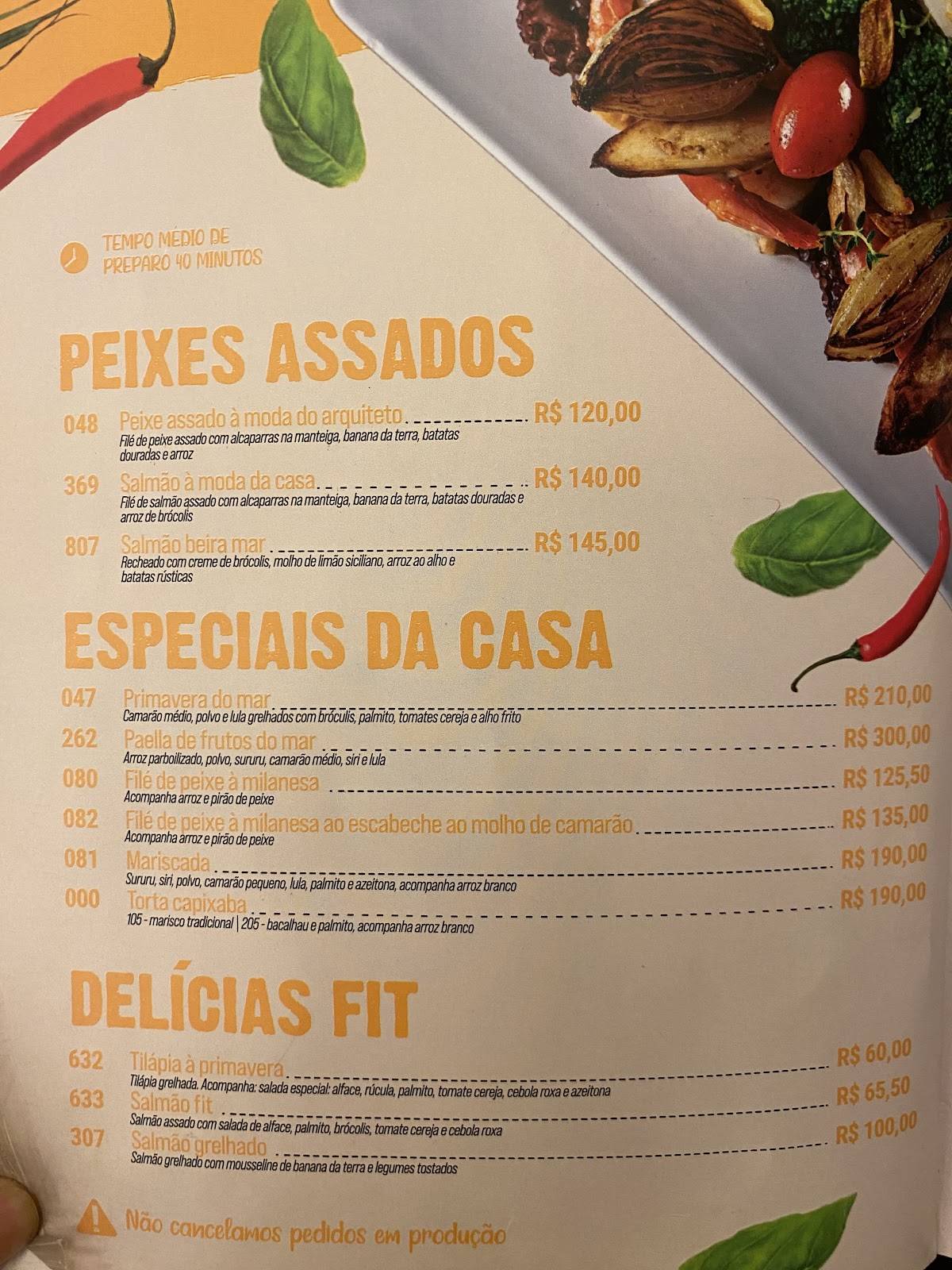 Caranguejo do Assis cardápio