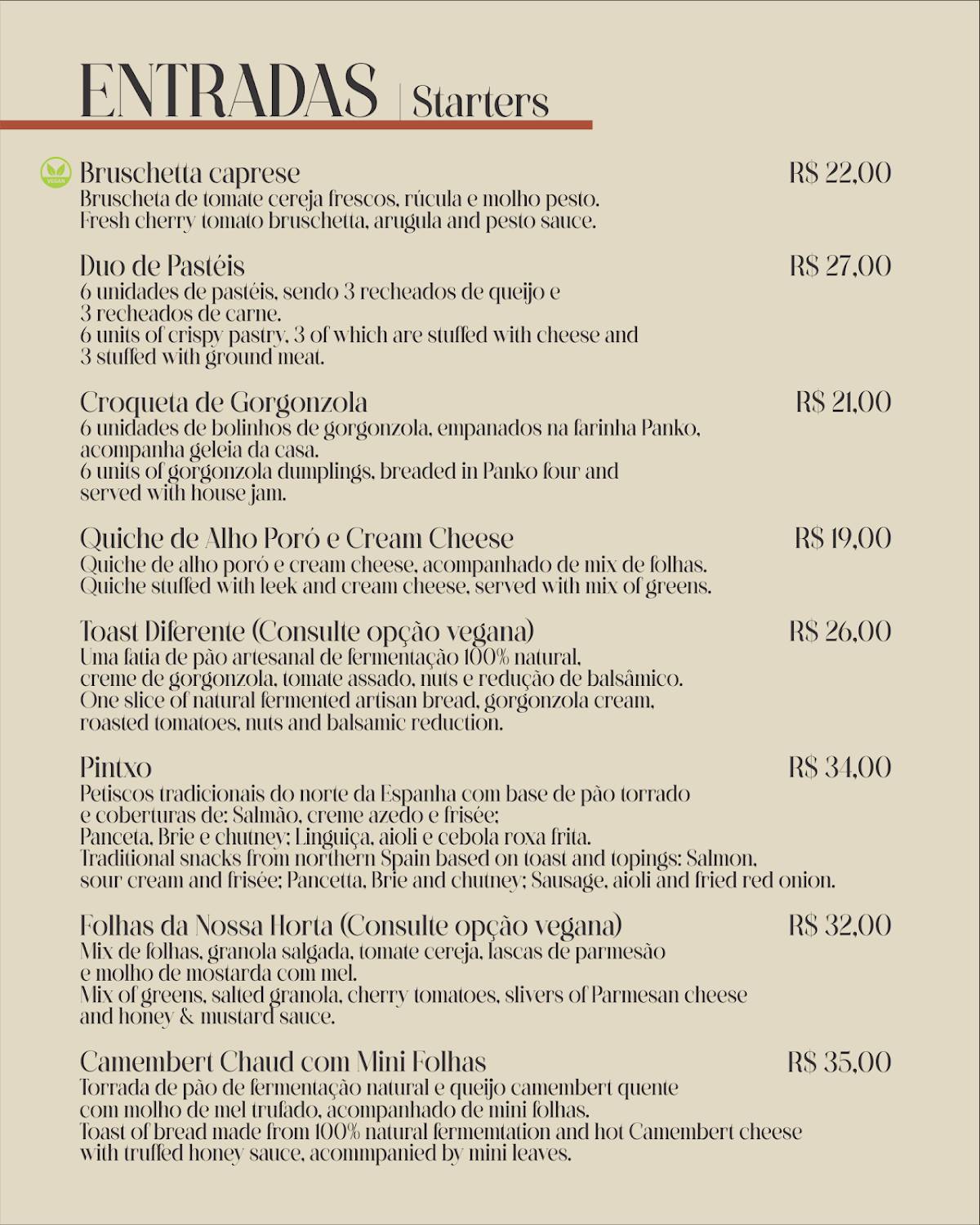 Restaurante Di Cavalcanti cardápio