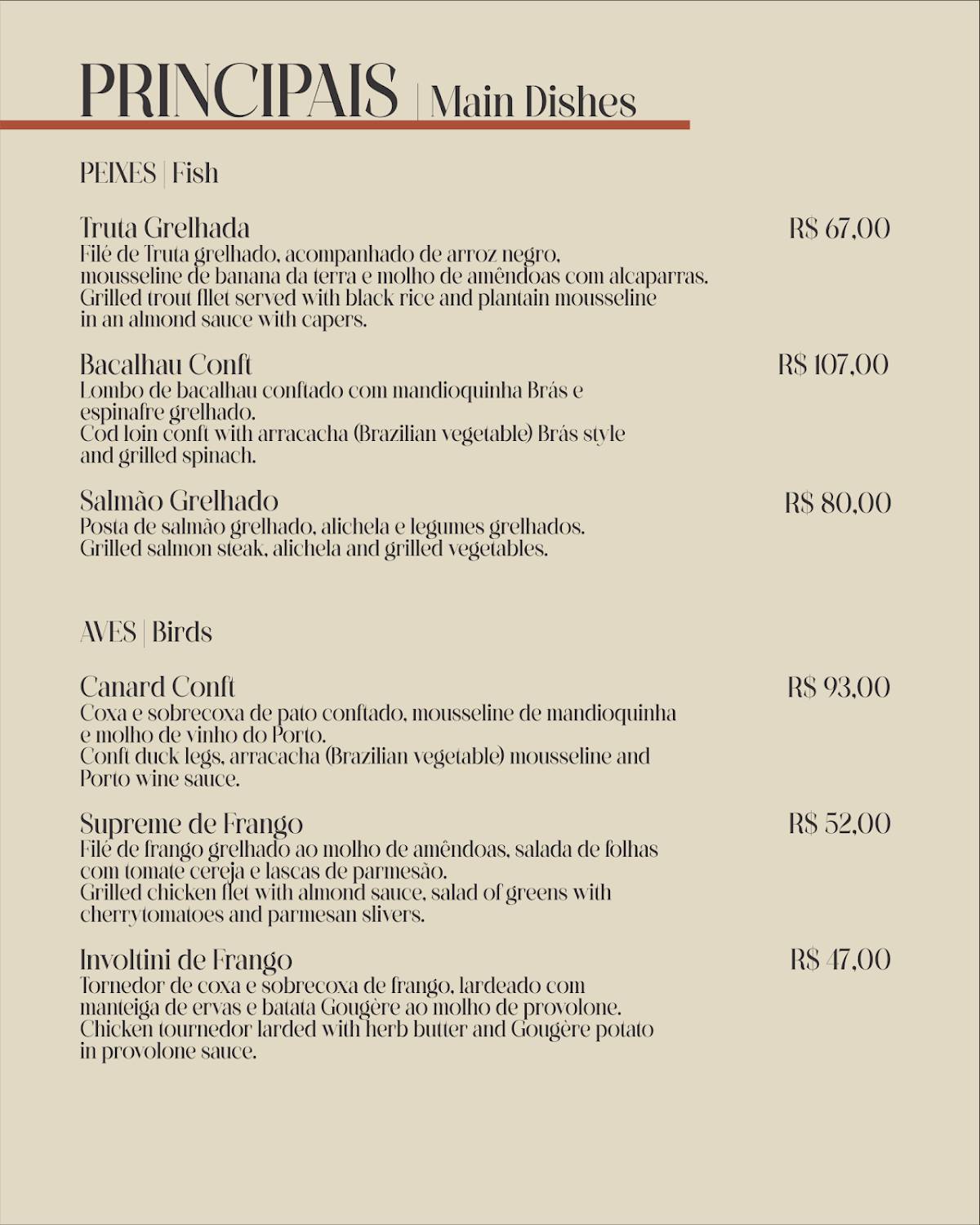 Restaurante Di Cavalcanti cardápio