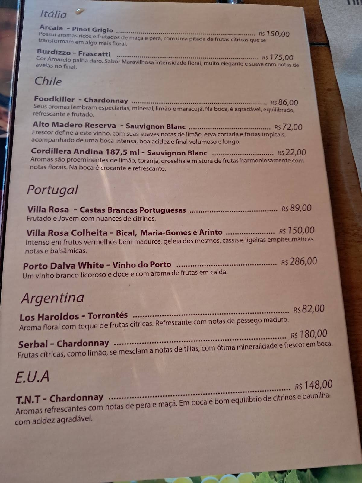 Espaço Depósito cardápio