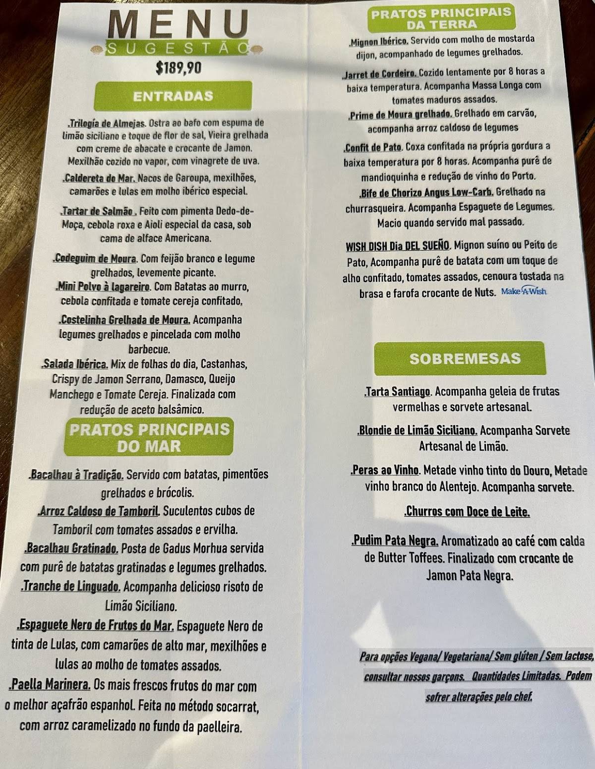 Ibérico Restaurante cardápio