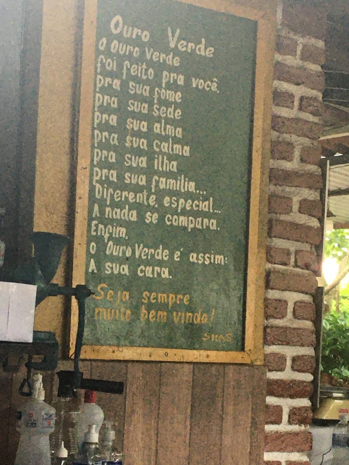 Restaurante Ouro Verde Pompéu Sabará cardápio