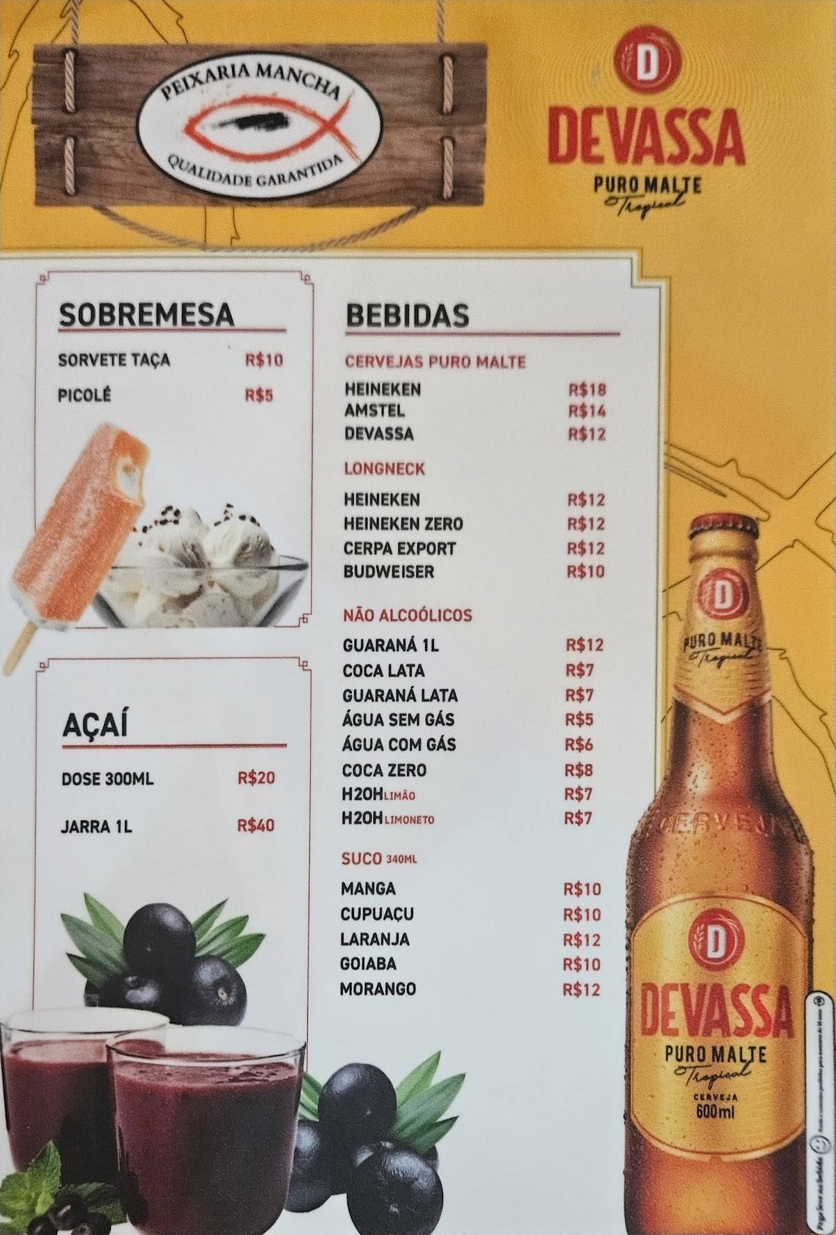 Restaurante Peixaria Mancha cardápio