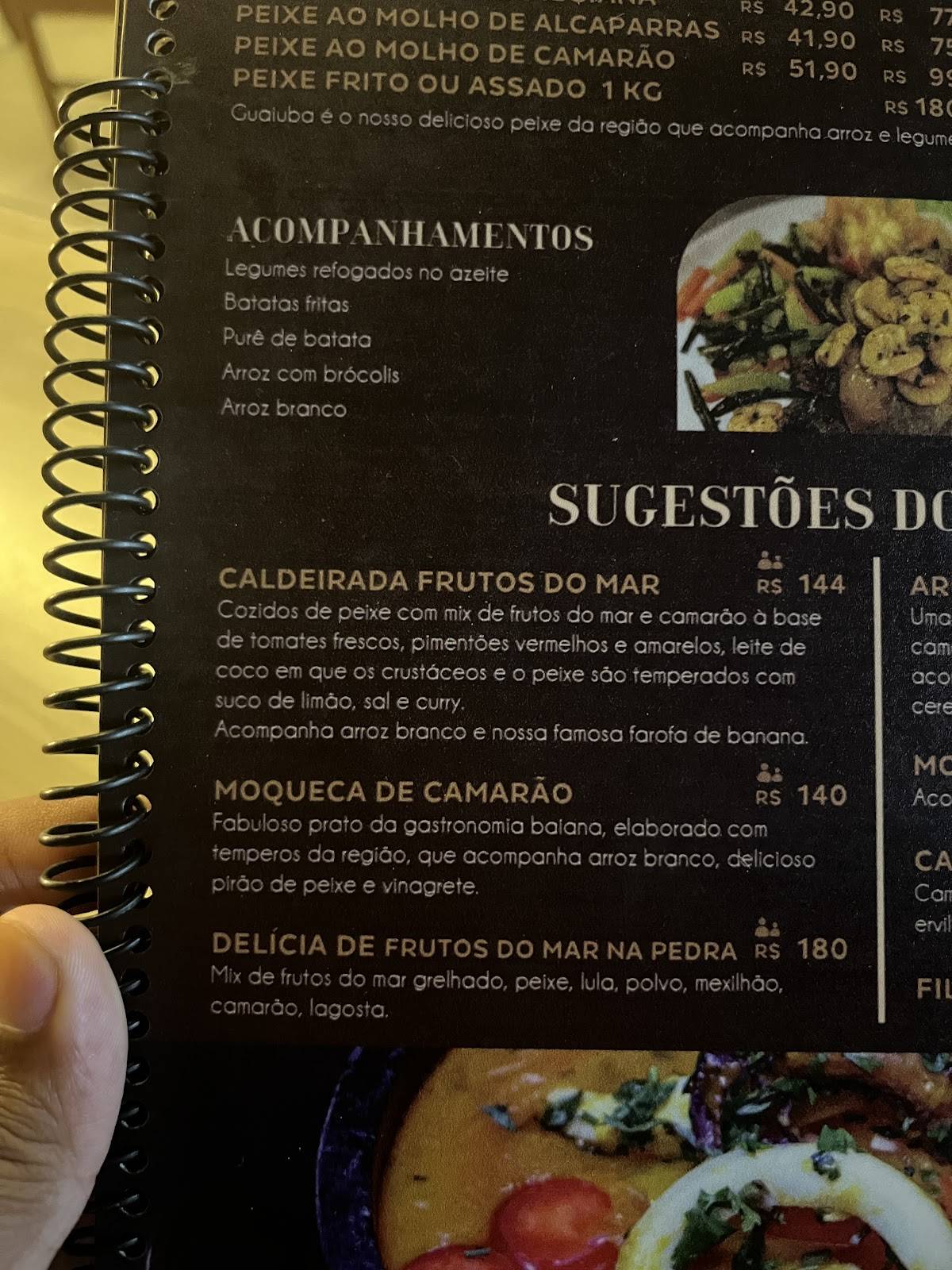 Restaurante Toca do Camarão - Porto Seguro Bahia cardápio