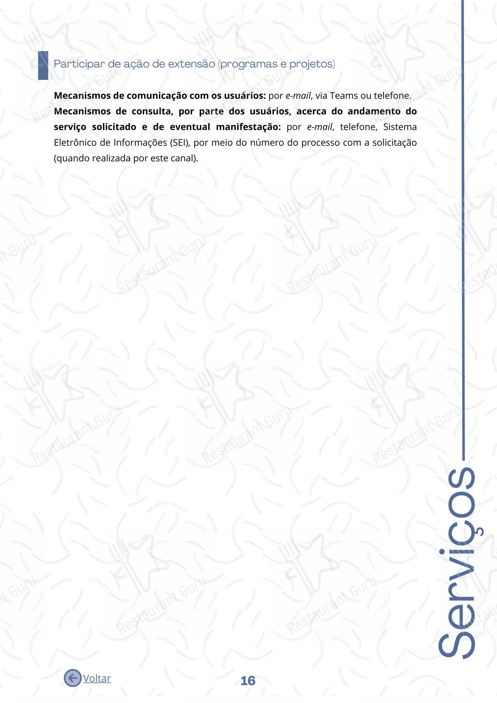 菜单 para Restaurante Universitário - RU ISM GOMES DE MATTOS restaurante