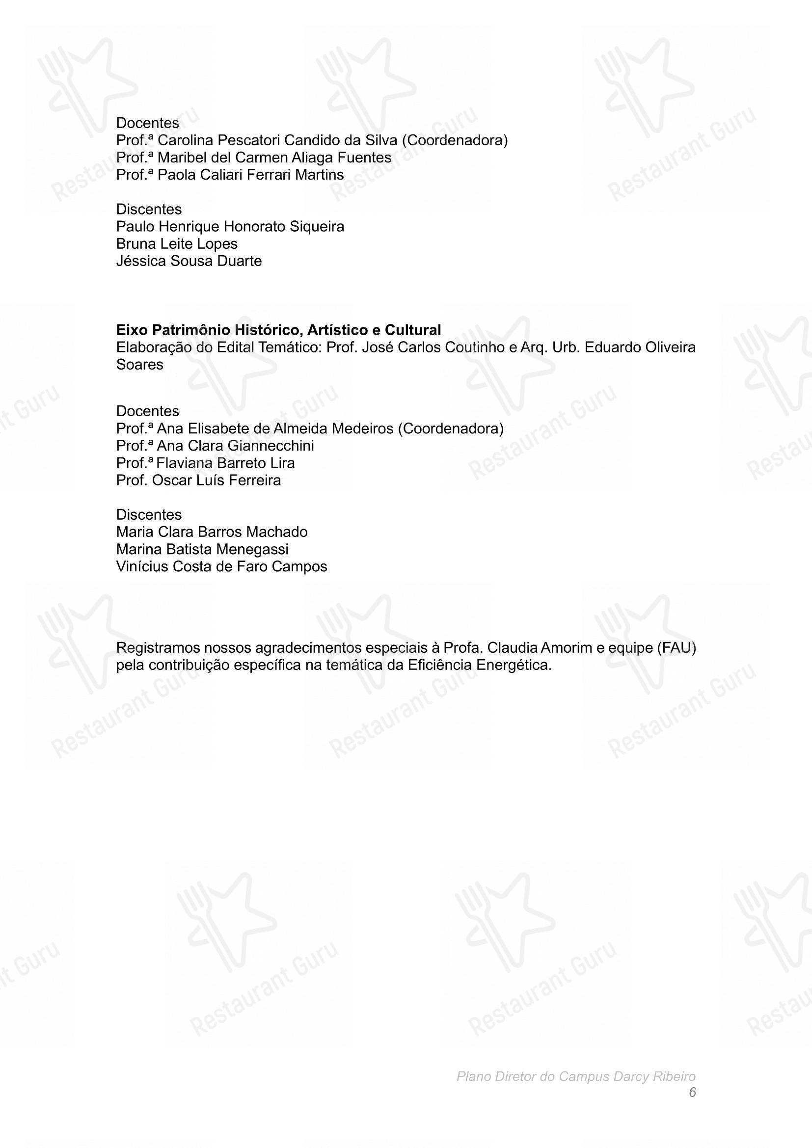 Restaurante Universitário - RU ISM GOMES DE MATTOS em Brasília - Крафт меню